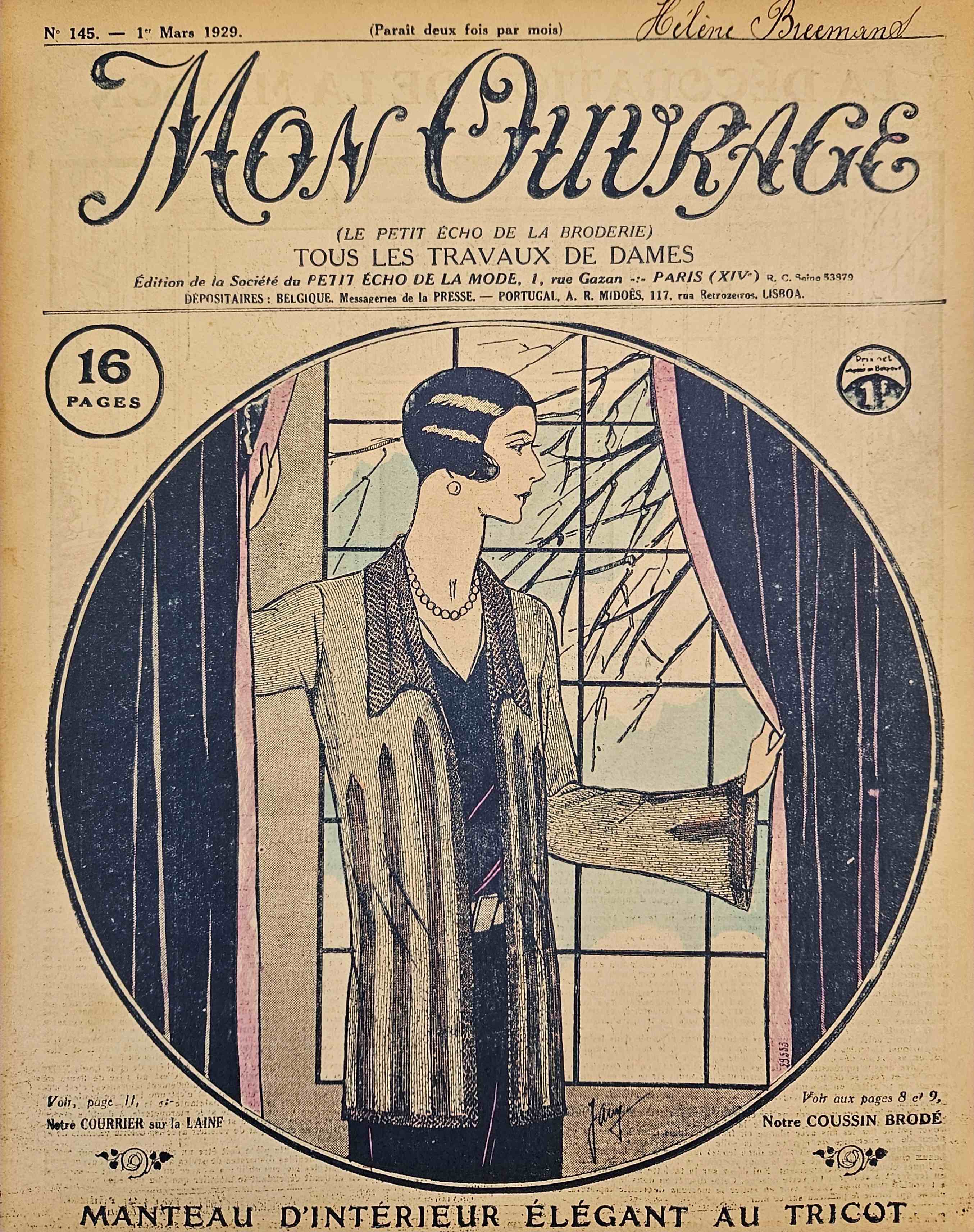 Mon Ouvrage - Mon Ouvrage -  Le petit cho de la broderie. Tous les travaux de dames. Year 1929 & 1930 Nos.141 till 188 (together 46 issues)