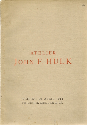 Hulk, John (Johannes Frederik)  Amsterdam,1855 - Vreeland, 1913 - Atelier John F. Hulk. Catalogus van het Atelier-Hulk bevattende de Schilderijen, Aquarellen en Etsen nagelaten