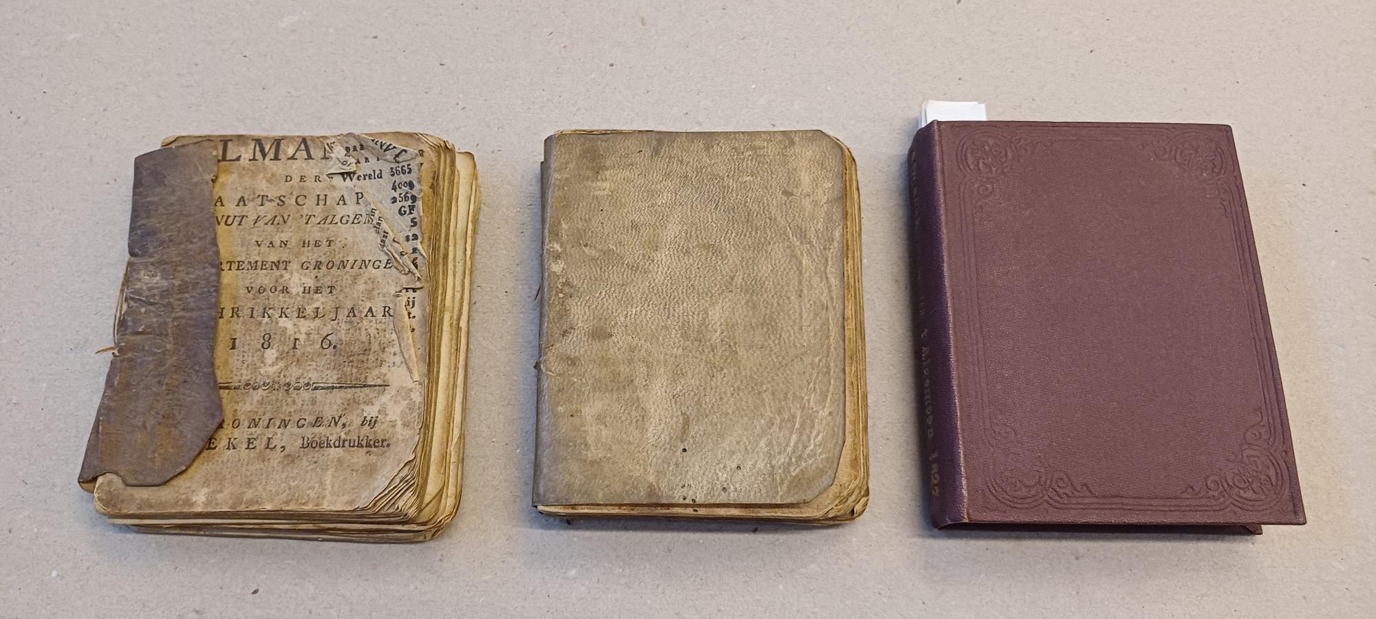  - Almanak der Maatschappij; tot nut van 't algemeen van het departement Groningen - 3 delen - 1816, 1819 en 1827