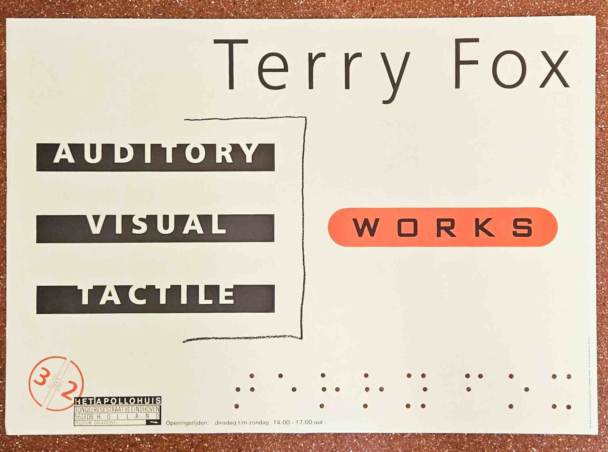 Terry Fox - POSTER - designed by Jan Bolle and Ton Homburg - Terry Fox - Works - Auditory Visual Tactile