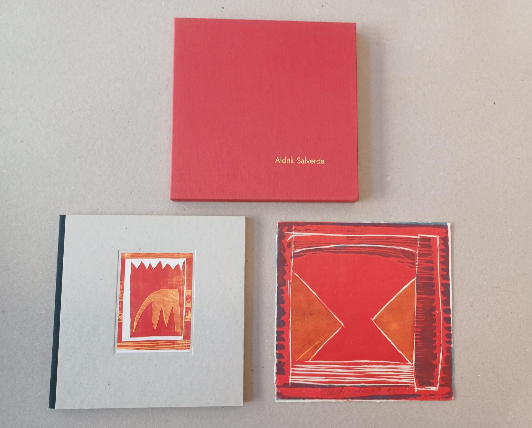 Salverda, Aldrik - Cassette met boekje en orig. houtsnede GESIGNEERD